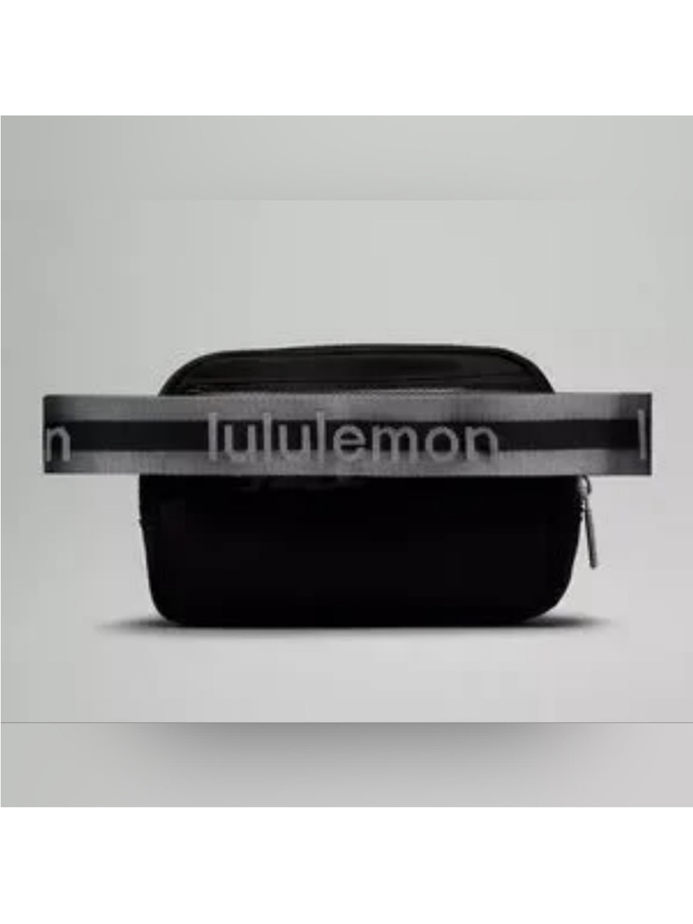 lululemon athletica Black Belt Bag with Branded Gray Strap